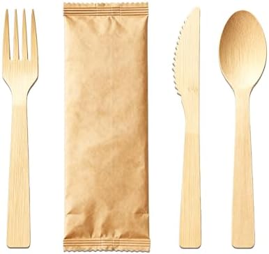 Bamboo Cutlery Set - Wooden Utensils for Eating - Disposable Wooden Cutlery set of 60 (20 Forks 20 Spoons 20 Knives) Bamboo Disposable Utensils - ECO Friendly Compostable Utensil for Party by PersonalizedTouchMakingYourMomentsMeanSoMuch