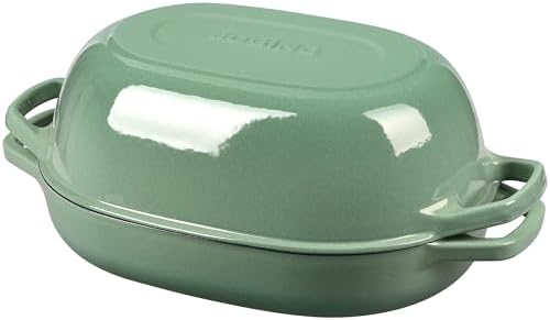 EDGING CASTING Enameled Cast Iron Oval Dutch Oven Pot with Lid, Dutch Oven for Sourdough Bread Baking, Bread Oven, Bread Dutch Oven, Oval Bread Pan, 7qt, Sage Green - Image 7
