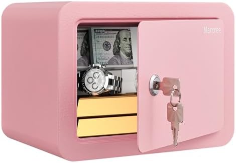 Marcree 0.23 Cubic Small Safe Box for Home, Mini Safes for Kids, Pink Safe by MarcreeSafe