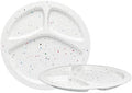 bzyoo 11-Inch Divided Plates Set of 2, 100% Melamine Portion Control Plates for Adults & Kids, Modern Confetti Pattern, BPA-Free & Dishwasher Safe, Ideal for Camping, RV, and Daily Use (White) by bzyoo