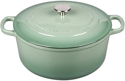 EDGING CASTING Enameled Dutch Ovens Cast Iron Dutch Oven Pot with Lid for Bread Baking, Cook, Dual Handle, 7 Quart, Sage Green by EDGINGCOOKWARE