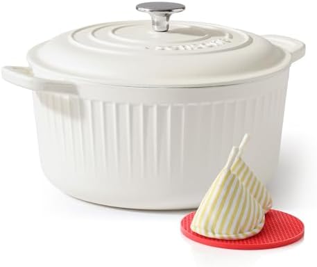 SENSARTE 5.5QT Enameled Cast Iron Dutch Oven Pot Casserole Dish with Lid by SENSARTE