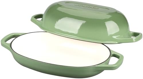EDGING CASTING Enameled Cast Iron Oval Dutch Oven Pot with Lid, Dutch Oven for Sourdough Bread Baking, Bread Oven, Bread Dutch Oven, Oval Bread Pan, 5qt, Pistachio Green - Image 5