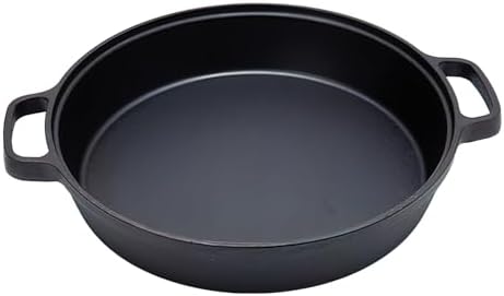 LI-GELISI Deepened flat-bottom cast iron frying pan, double-handle thickened uncoated old-fashioned iron pot, pancake and steak frying household multi-purpose large iron pot (25 inch) by LI-GELISI
