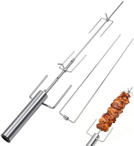 Cordless Portable Electric BBQ Rotisserie Grill Kit, Universal Automatic Motor Roaster Stand with Adjustable Length Stainless Steel Spit Rod, Automatic Rotating Barbecue Grill for Outdoor Camping by UHEGDRR
