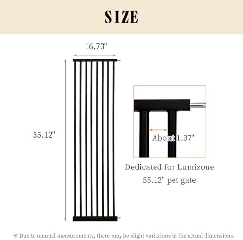 Lumizone 55.12" Extra Tall Pet Gate Extension Kit 16.73" Wide Black - Image 2
