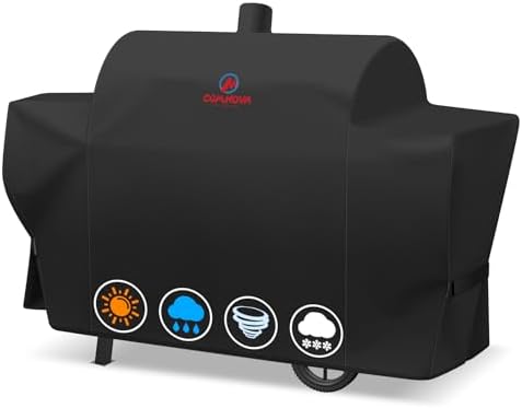 Grill Cover for Oklahoma Joe's Longhorn Combo Grill - 600D Premium BBQ Cover Waterproof & Heavy Duty for Oklahoma Joe's Charcoal Gas Smoker Combo, 69" L x 25" W x 43" H by MCOMNOVAOUTDOORS