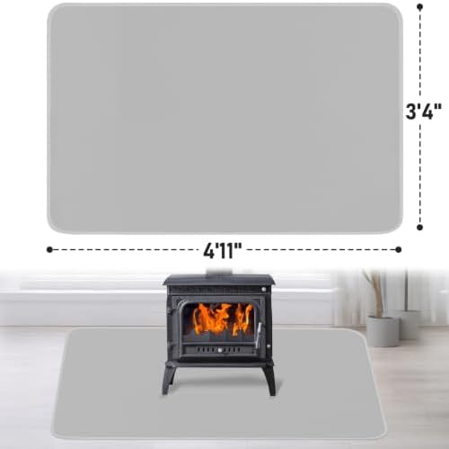 Fireproof Fireplace Rug for Home Protection, 4'11'' x 3'4'' x 0.04'', Grey - Image 2
