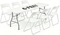6 FT Foldable Table Set with 6 White Plastic Folding Chairs for 6 by WelcometoEDWINENE