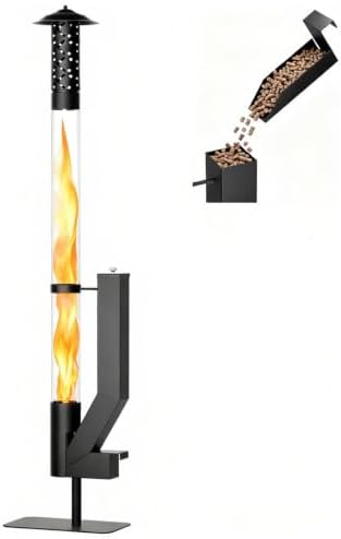 DoCred Patio Pellet Heater, 62" H Outdoor Glass Fire Tube Heater by DoCred
