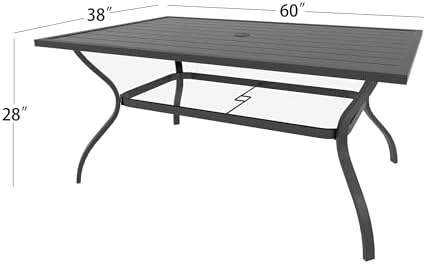 60"x38" Rectangle Outdoor Patio Dining Table Weather-Resistant for 6 Person - Image 3