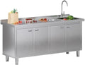 Jocisland 72-Inch Stainless Steel Utility Sink Cabinet with Faucet by Jocisland