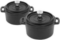 Flavehc Mini Cocotte 8 oz Pre-Seasoned Mini Dutch Oven 0.25 qt. Cast Iron Garlic Roaster for Oven Garlic Confit Pot Ramekins with Lids Oven Safe Set of 2 by FLAVEHC
