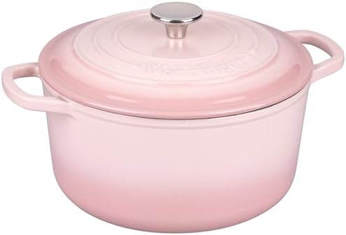 VORRINGARD Enameled Cast Iron Dutch Oven Pot with Lid, for Sourdough Bread Baking, Round Dutch Ovens, 6 Quart, Pink - Image 6