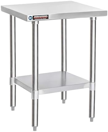 DuraSteel 30x18 Stainless Steel Work Table - NSF Commercial Prep Metal Table - Outdoor Pizza Oven Stand w/Under Shelf - Kitchen Island Laundry Utility Garage Microwave Stand Large Rolling Storage Cart by DuraSteel