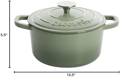Crock Pot Artisan Round Enameled Cast Iron Dutch Oven, 7-Quart, Pistachio Green - Image 3