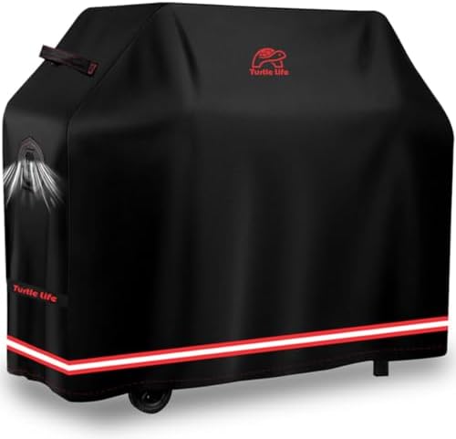 Turtle Life BBQ Grill Cover, 64 Inch Heavy Duty Waterproof 4-6 Burner Barbecue Gas Grill Covers for Weber Genesis Char-Broil Deluxe Royal Gourmet GA Series, Black by TurtleLife
