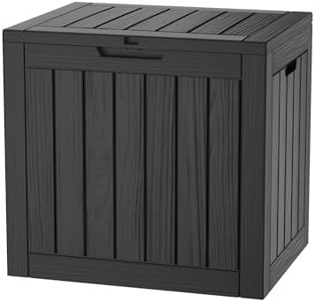 Outdoor Storage Box, 35 Gallon Waterproof Deck Box, Quick Snap-Lock Resin Cabinet for Seat Pillows, Patio Blankets, Lockable End Table Beverage Stand, Apartment Deck, Black by GraceYourYard