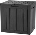 Outdoor Storage Box, 35 Gallon Waterproof Deck Box, Quick Snap-Lock Resin Cabinet for Seat Pillows, Patio Blankets, Lockable End Table Beverage Stand, Apartment Deck, Black by GraceYourYard
