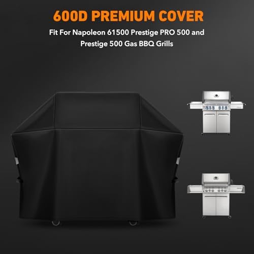 Heavy Duty Grill Cover Fit for Napoleon 61500 Prestige PRO 500 and Prestige 500 Gas BBQ Grills,All Weather Protection Waterproof Cover Black - Image 2