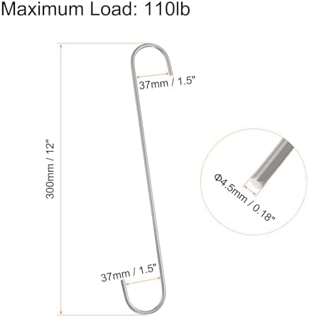 HARFINGTON 4pcs Long S Hooks 12 Inch Extra Long Metal S-Shaped Hanging Hooks High Manganese Steel S Hanger Storage Organizing Tool for Kitchen Garden Bathroom Garage Closet, Silver - Image 2