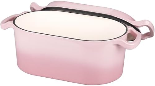 VORRINGARD Oval Dutch Oven Pot with Lid, Enamel Coating Cast Iron Bread Pans for Homemade Sourdough Bread Baking, Cooking, 4 Quart, Pink - Image 6
