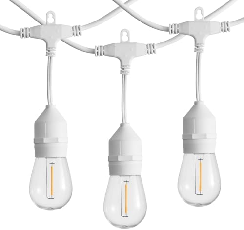 SUNTHIN 50FT White Outdoor String Lights with 16 1W LED Bulbs by SUNTHIN