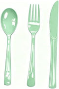 75 Pack Sage Green Heavy Duty Plastic Silverware Set, Disposable Cutlery Knives, Forks & Spoons, 25 Sets for Baby Shower, Birthday, Camping, Picnic, Wedding & Party Tableware by Unknown