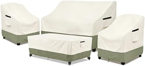 Rileytee Patio Furniture Set Covers Waterproof 4Pcs,White&Green,XX-Large by Rileytee