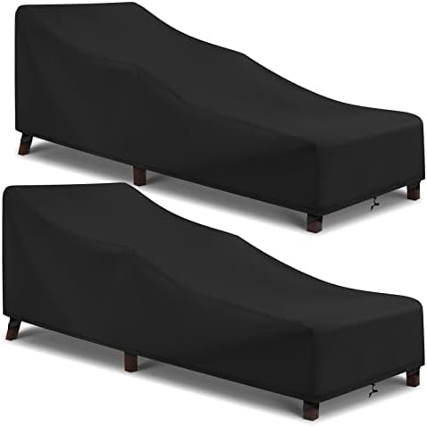 Arcedo Outdoor Chaise Lounge Chair Cover 2 Pack, 68" x 30" x 26" H, Black by ARCEDO