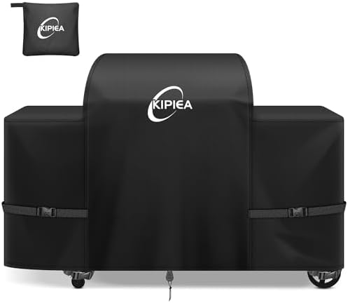 Kipiea 600D Heavy Duty Grill Cover for Traeger Woodridge Elite/Pro/Pro+, Waterproof Wood Pellet Smoker Cover & Windproof Buckles, Pellet BBQ Grill Covers for Outside Anti-UV, No Tear, No Fading by Kipiea