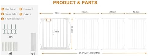 95.2-100 Inch Extra Wide Baby Gate for Stairs Doorways - Image 4