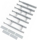 SpaceAid Bamboo Drawer Dividers with Inserts and Labels, Kitchen Adjustable Drawer Organizers, Expandable Organization for Home, Office, Dressers, 7 Dividers with 15 Inserts (17"-22" Gray) by SpaceAid