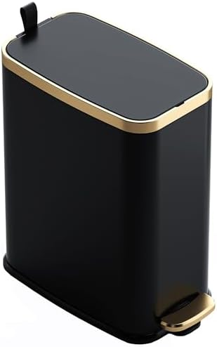 CEROELDA Small Bathroom Trash Can with Lid-5L/1.3 Gal-Soft Close Lid-Black by WelcometoCEROELDA