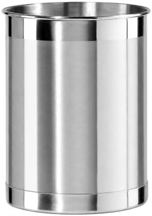 Oggi Stainless Steel Utensil Holder - 5" Diameter, Utensil Caddy, Weighted Base for Stability - Larger-Sized Utensil Crock and Countertop Utensil Organizer, Stainless Steel by Unknown