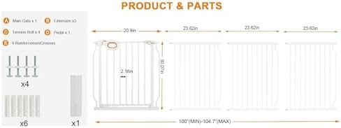 100-105 Inch Extra Wide Baby Gate for Stairs Doorways - Image 4