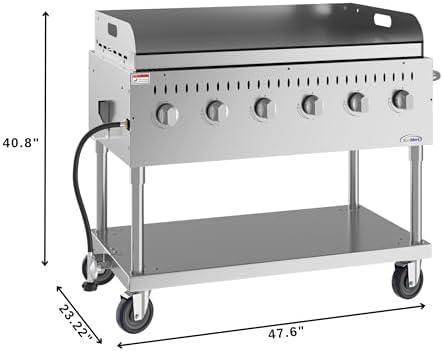 48 in. Commercial Outdoor Propane Gas Grill with Griddle, ETL Listed in Stainless-Steel (CGKIT4-48G) - Image 3