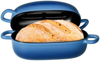 Dutch Oven 9x6 Inch, 2.5QT Cast Iron Bread Pans for Bread Baking by PROCHOP