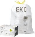 EKO 9.3 Gallon / 30–35 Liter Drawstring Trash Bags, 60 Count Heavy-Duty Tall Kitchen Garbage Can Liners, Extra-Strong Leak-Resistant, Unscented, White, Code K by Unknown