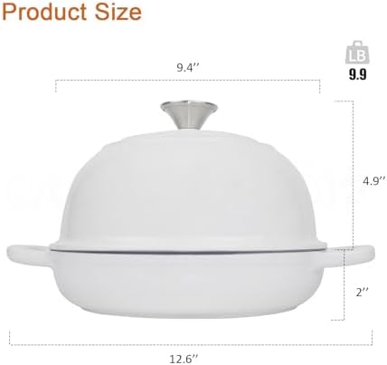 Dutch Oven for Bread Baking Bread Oven for Sourdough Bread Baking, Enameled Cast Iron Dutch Oven Pot with Lid 5 qt Cast Iron Bread Pan, White - Image 3