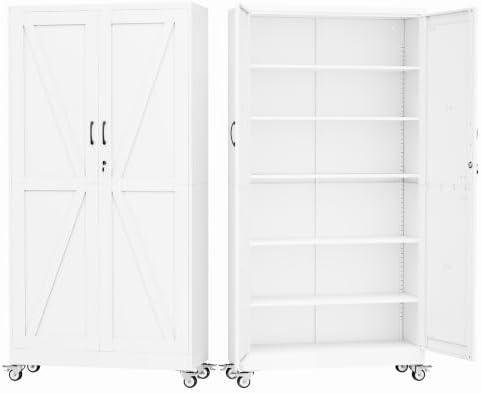 GAIOUS 78.7" Tall Metal Storage Cabinet with Lock and Wheels, File Cabinet by GAIOUS