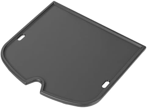 7034 Cast Iron Griddle - 13.5" x 12.4" for Weber Traveler Gas Grill with Grease Holes, Flat Top Insert Cooking Griddle for Traveler Model 9010001 9011701 1501740 1501741 and More by BLUESGRILLPARTS