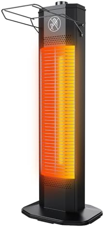 Outdoor Electric Patio Heater, 27-inch Infrared Tower Heater with 1200W Instant Heating, IPX5 Waterproof, Tip-Over & Overheat Protection, Space Heater for Patio Garage Workshop Indoor & Outdoor Use by NFCCRA