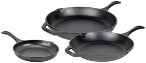Lodge Chef Collection 3-Piece Cast Iron Skillet Set, 8, 10 and 12 Inch by Lodge