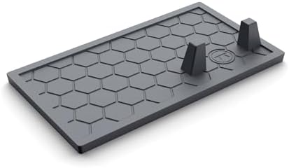 Outset Grill Mat Utensil Holder with Tong Station, 9.5" x 6", Silicone, Black by Outset