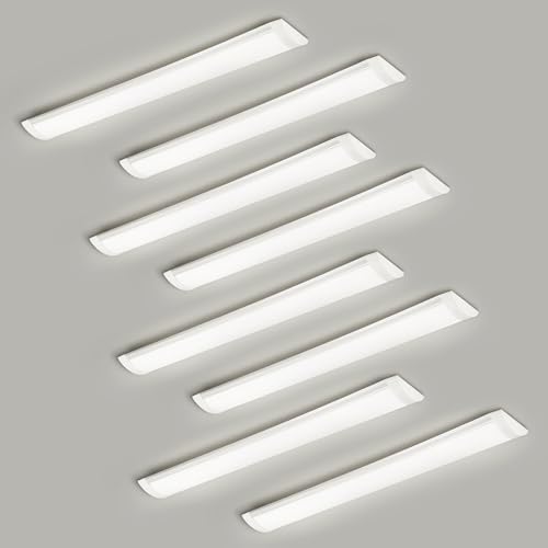 8 Packs 2FT LED Batten Light with 50cm Cable, Ultra-Thin Ceiling Surface Mounted Light, 20W, Day Light 4000K, IP20, LED Ceiling Light Fixture for Garage, Shop, Hallway, Office, Market by colmeguna