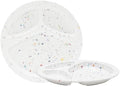 Bzyoo 9-Inch Melamine Divided Plates – 3-Section Portion Control Plates, Food Safe & Durable, Lightweight & Unbreakable, Reusable Tableware for Kids, Big Kids & Everyday Meals, Confetti White by bzyoo