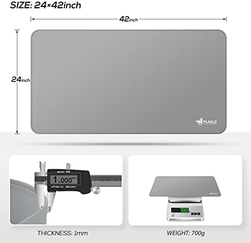 FLASLD Heavy-Duty Multi-Purpose Fireproof 24 X 42 inches Floor Mat for Indoor or Outdoor Use, Grill Pad for Fireplace, Kitchen Stove, CookTop and Hearth, Premium Deck and Patio Grill Mat, Gray - Image 3
