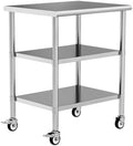 Stainless Steel Work Table with Wheels, 24x30 Inch NSF Kitchen Prep Table with 2 Adjustable Undershelves for Commercial Restaurant, Garage, Outdoor BBQ by Chingoo