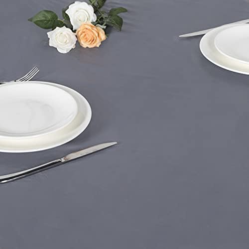 LUSHVIDA Round Tablecloth Fitted Table Cloth for 45"-56" Tables Silver Grey - Image 5
